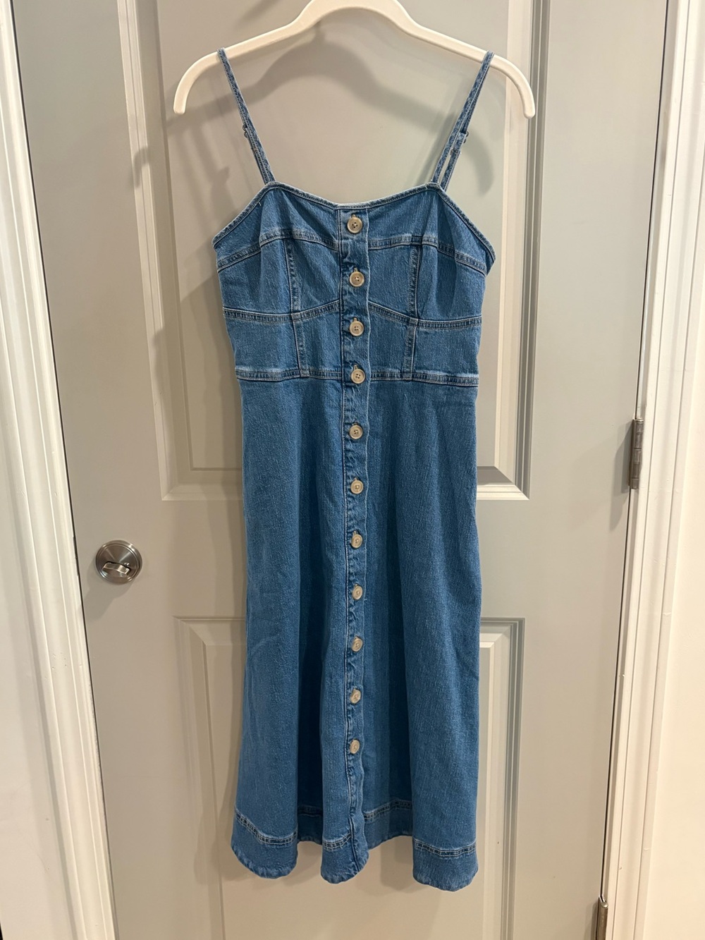 Universal Thread Denim Corset Midi A-Line Dress Button 90s Women’s size S Indigo - Picture 2 of 11